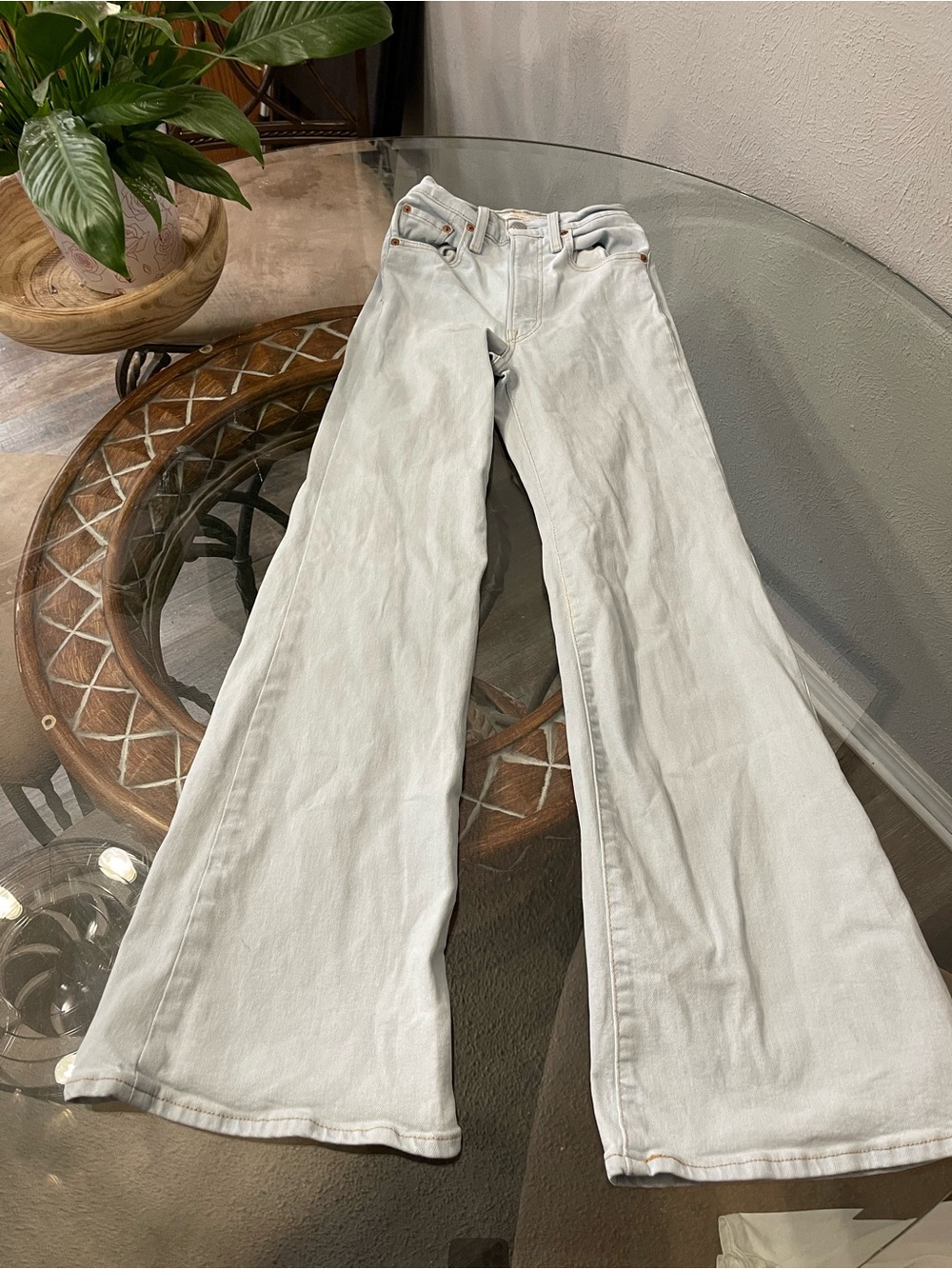Women’s Levi’s Ribcage Bell Jeans  Light Wash size 24 High Rise Flare Wide Leg